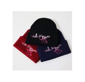 Skullies & Beanies Lil Peep Embroidered Knit Hat Stretchy Plain Beanie Cap for Men Women - Black1 - CQ18YQ5LMI3 $12.84