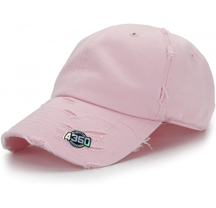 Baseball Caps Dad Hat Baseball Cap Adjustable Distressed Vintage Washed Polo Style Cotton Headwear - Pink - CD18WZC52QM $22.54