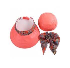 Sun Hats Women's UPF+50 Sun Visor Detachable Flap Hat Foldable Wide Brimmed UV Protection Hat - 2-melon Red - CC199L08HNR $15.87
