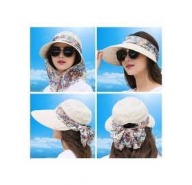 Sun Hats Women's UPF+50 Sun Visor Detachable Flap Hat Foldable Wide Brimmed UV Protection Hat - 2-melon Red - CC199L08HNR $15.87