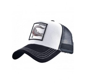 Baseball Caps Unisex Animal Mesh Trucker Hat Snapback Square Patch Baseball Caps - Black White Crocodile - CP18RK0TEGE $11.53