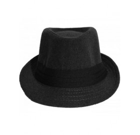 Fedoras Men's Women's Manhattan Structured Gangster Trilby Wool Fedora Hat Classic Timeless Light Weight - Dark Grey - C118OS...