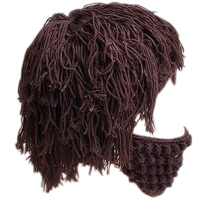 Skullies & Beanies Funny Knit Hat Creative Beanie Beard Original Barbarian Knit Beard Hat Halloween Caps Beard Facemask - Bro...