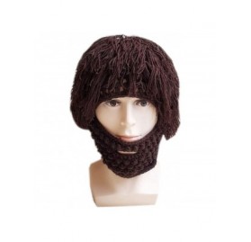 Skullies & Beanies Funny Knit Hat Creative Beanie Beard Original Barbarian Knit Beard Hat Halloween Caps Beard Facemask - Bro...