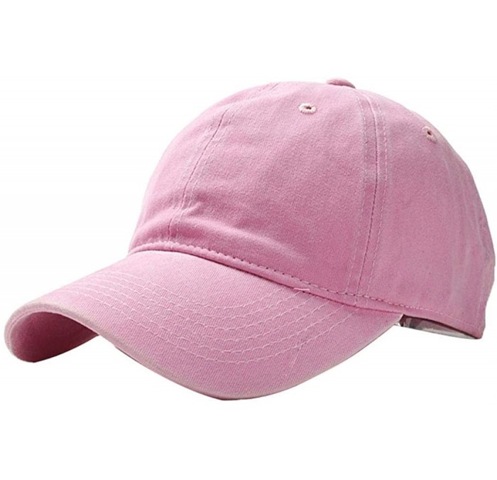 Baseball Caps Unisex Fashion Solid Adjustable Breathable Baseball Cap Sun Hats Baseball Caps - Light Pink - CF18TZQCGO9 $17.12