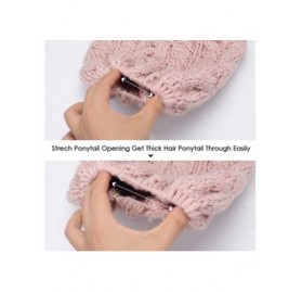 Skullies & Beanies Women Hat Knit Skull Beanie Winter Outdoor Runner Messy Bun Ponytail Cap - 03-black Grey - CI18HAODR4E $15.01