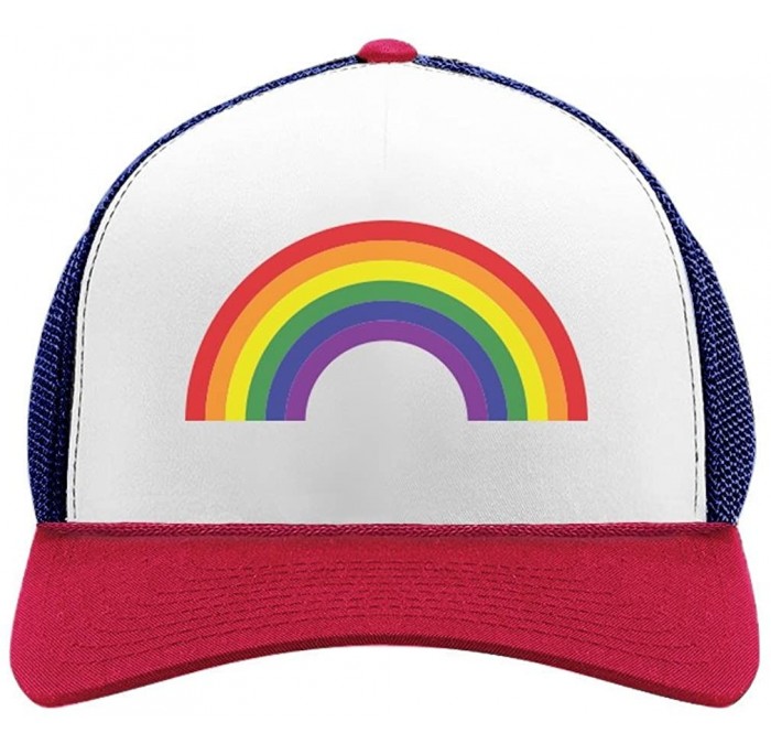 Baseball Caps Pride Parade Trucker Hat Gay & Lesbian Pride Rainbow Flag Trucker Hat Mesh Cap - Blue/White/Red - CO18CU76W5Y $...