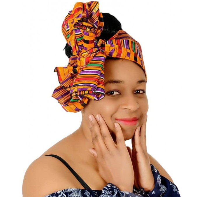 Headbands Ankara Headwrap Long Hair Head Wrap Turban and Scarf Dashiki African Print Kente and Stretch Jersey - CN18X4YKDDA $...