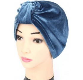 Skullies & Beanies ❤Women Indian Style Velvet Turban Hat Bandana Chemo Head Wrap Muslim Headscarf (Navy-2) - Navy-2 - CV18LMA...