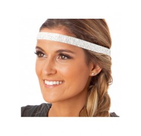 Headbands Womens Adjustable Glitter Headband - Skinny Black/White/Navy/Light Pink/Gunmetal 5pk - CE18Y7LDO76 $26.23