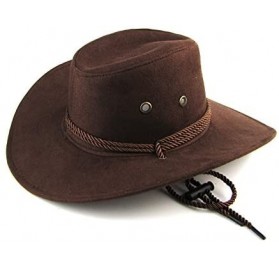 Cowboy Hats Unisex Western Outback Cowboy Hat Men's Women's Style Faux Felt Fedora hat - 2pack(black+brown) - CX18G425ANC $16.14