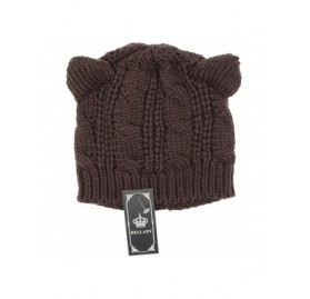 Skullies & Beanies Women's Hat Cat Ear Crochet Braided Knit Caps - Coffee - CY11QAD2V3L $13.16