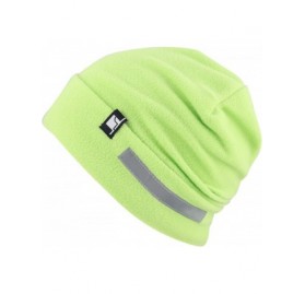 Skullies & Beanies Fleece Winter Functional Beanie Hat Cold Weather-Reflective Safety for Everyone Performance Stretch - Lime...