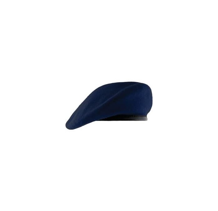 Berets Unlined Beret with Leather Sweatband (7- Dark Royal Blue) - CY11WV9YHGD $33.53