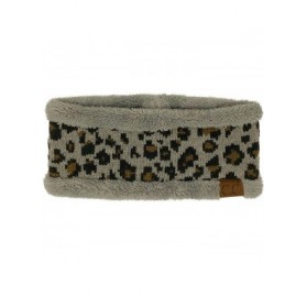 Cold Weather Headbands Winter CC Sherpa Polar Fleece Lined Thick Knit Headband Headwrap Hat Cap - Leopard Lt. Melange Gray - ...