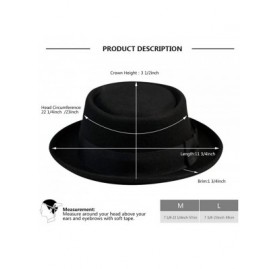 Fedoras Pork Pie Hat 100% Wool Felt Men's Porkpie Breaking Bad Hats Flat Top Mens Fedora - Black - CR18I96UCWD $17.22