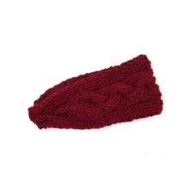 Cold Weather Headbands Winter Warm Thick Cable Knit Headband for Teens and Girls - Red Wine - CB11UH3DGML $12.64