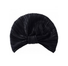 Skullies & Beanies Women Ruffle Turbans Glitter Pre-Tied Hats Knotted Chemo Caps African Twist Headwrap - Black - C518X6X42TE...