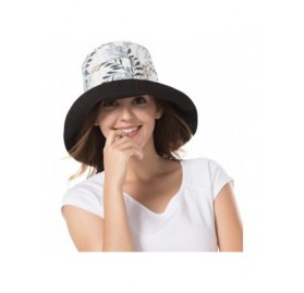 Sun Hats Women Wide Brim Sun Hats Foldable UPF 50+ Sun Protective Bucket Hat - Printing-black-a - CY18T5002KD $19.16
