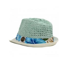 Fedoras Women Summer Beach Brim Straw Fedora Hat Sun Hats - Green - CW12FGZEEPH $13.97