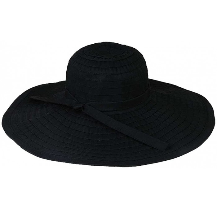 Sun Hats Ribbon Crusher Travel Hat 5 inch Brim - HS358 - Black - C1112UAKAGH $28.88