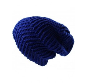 Skullies & Beanies Unisex Knit Slouch Reversible Beanie - Blue - C711TWU4KU7 $9.53