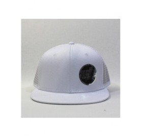 Baseball Caps Plain Cotton Twill Flat Brim Mesh Adjustable Snapback Trucker Baseball Cap - White - CA12DYYI8OZ $16.63