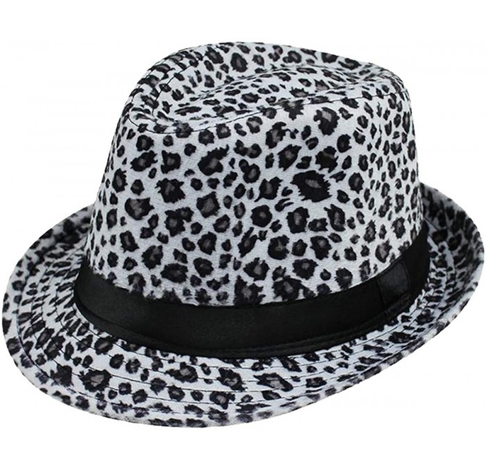 Fedoras Leopard Print Fedora Soft Outdoor Hat Cap Men Women Jazz Hat - White - CJ18MHT0TZ6 $14.09