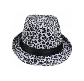 Fedoras Leopard Print Fedora Soft Outdoor Hat Cap Men Women Jazz Hat - White - CJ18MHT0TZ6 $14.09