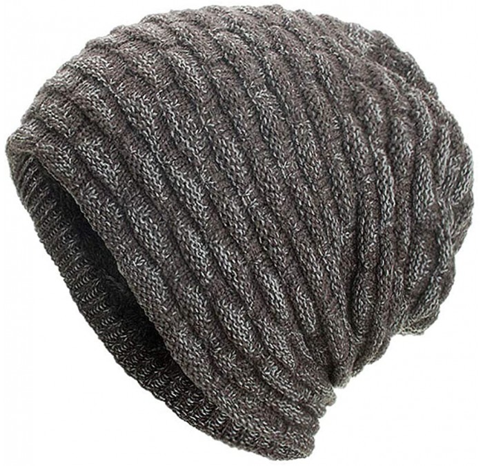 Skullies & Beanies Warm Oversized Chunky Soft Oversized Cable Knit Slouchy Beanie Winter Warm Knit Hat Skull Cap - Gray 3 - C...