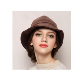 Berets Women Fashion Bucket Cloche Hat Twill Corduroy Fisherman Hat Packable Casual Autumn Winter Hat - Brown - CS18AHZ63MA $...
