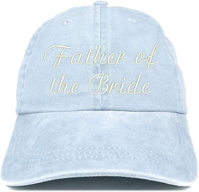 Baseball Caps Father of The Bride Embroidered Washed Cotton Adjustable Cap - Light Blue - CI18SU3KW0Z $34.97