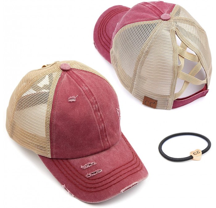 Baseball Caps Exclusives Hatsandscarf Distressed Adjustable - A Elastic Band-berry - CC18OXYHM5I $12.78