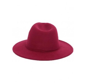 Fedoras Fedora Hats Unisex Men Women Classic Vintage Wool Felt Hat Wide Brim Trilby Jazz Hat Floppy Sun Hat - Wine Red - CT18...