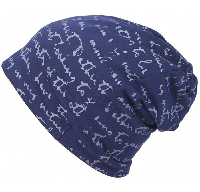 Skullies & Beanies The Full Alphabet Stretch Soft Slouchy Beanie Hat Cap - Blue - CC11XKYHO7R $18.52