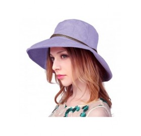 Sun Hats Women's Summer Linen Sun Hat with Wooden Bead Beach Hat - Light Purple - C2182X7DX2G $14.35