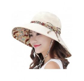 Sun Hats Womens Sun Hat UV Protection Beach Hat UPF 50+ Foldable Wide Brim Cap - Beige - CJ18TDZX0TW $11.46