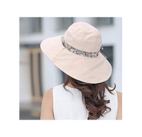 Sun Hats Womens Sun Hat UV Protection Beach Hat UPF 50+ Foldable Wide Brim Cap - Beige - CJ18TDZX0TW $11.46