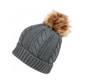 Skullies & Beanies Unisex Winter Warm Cable Knit Scarf with complementing Pompom Slouchy Beanie - Gray - C5120QGJL2R $8.20