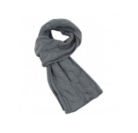 Skullies & Beanies Unisex Winter Warm Cable Knit Scarf with complementing Pompom Slouchy Beanie - Gray - C5120QGJL2R $8.20