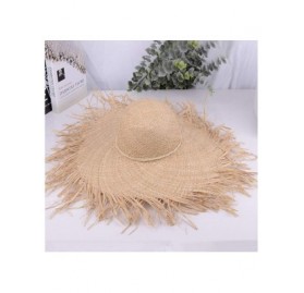 Sun Hats Natural Large Wide Brim Raffia Straw Hats Woven Circle Fringe Beach Cap Summer Hollow Out Big Straw Hat - Beige 2 - ...