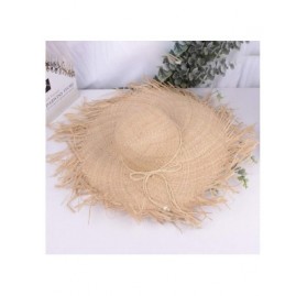 Sun Hats Natural Large Wide Brim Raffia Straw Hats Woven Circle Fringe Beach Cap Summer Hollow Out Big Straw Hat - Beige 2 - ...