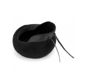 Berets Women Beret French Style Barret Hat Solid Color Wool Warm Hat - Black - CP18Z0YYYGG $9.12