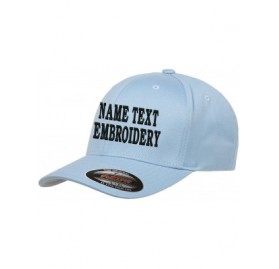 Baseball Caps Custom Embroidery Hat Flexfit 6277 Personalized Text Embroidered Fitted Size Cap - Light Blue - CA180UMDROR $40.26