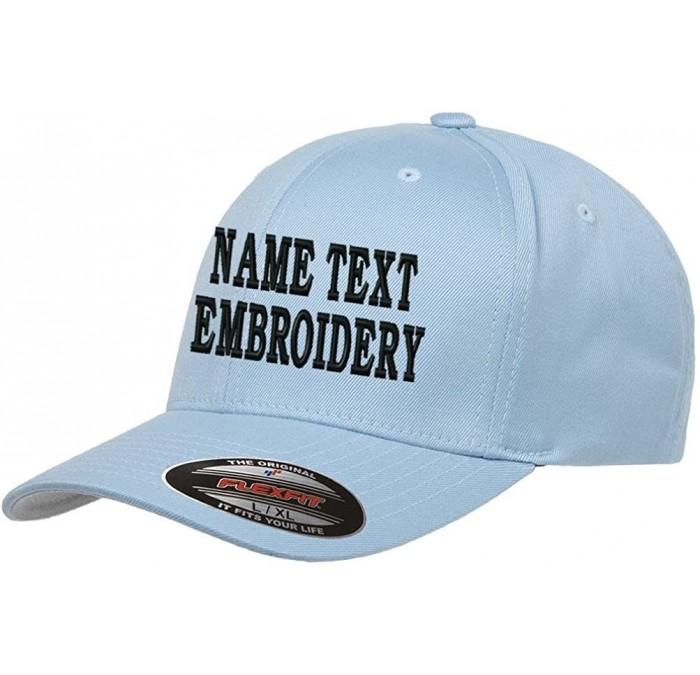 Baseball Caps Custom Embroidery Hat Flexfit 6277 Personalized Text Embroidered Fitted Size Cap - Light Blue - CA180UMDROR $45.03
