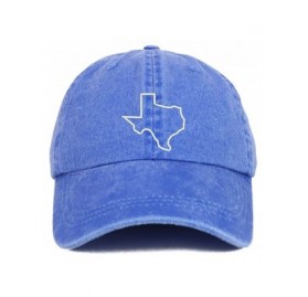 Baseball Caps Texas State Outline Embroidered Washed Cotton Adjustable Cap - Royal - CX18SX4T3YC $33.54