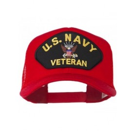 Baseball Caps US Navy Veteran Military Patch Mesh Back Cap - Red - CX11MJ3R1AJ $32.18