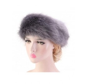 Cold Weather Headbands Women's Faux Fur Headband Elastic Head Warmer Luxurious Earmuff Snow Hat - Gray - CP18K6CXX6A $11.32