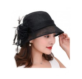 Sun Hats Women's Sinamay Straw Cloche Sun Hat - Black - CF18U0KO4AC $38.10