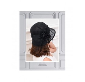 Sun Hats Women's Sinamay Straw Cloche Sun Hat - Black - CF18U0KO4AC $38.10